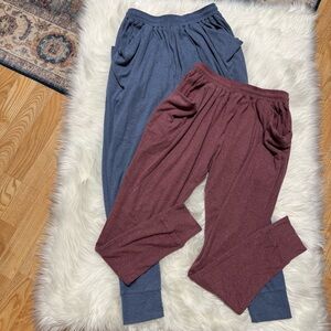 Free People Cozy Harem Pant Bundle Set of 2 XS Blue and Mauve with pockets